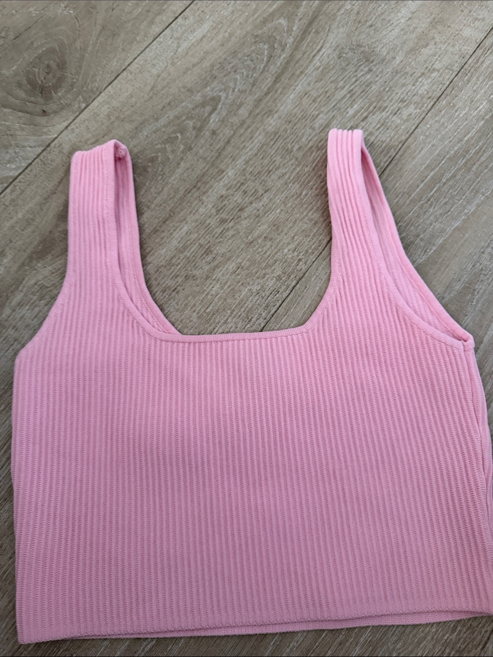 Pink Ribbed  Cropped Women's Top - Picture 2 of 4